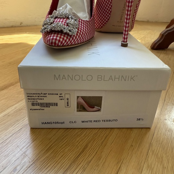 RARE Red and White Gingham Manolo Blahnik Pumps - Picture 4 of 4